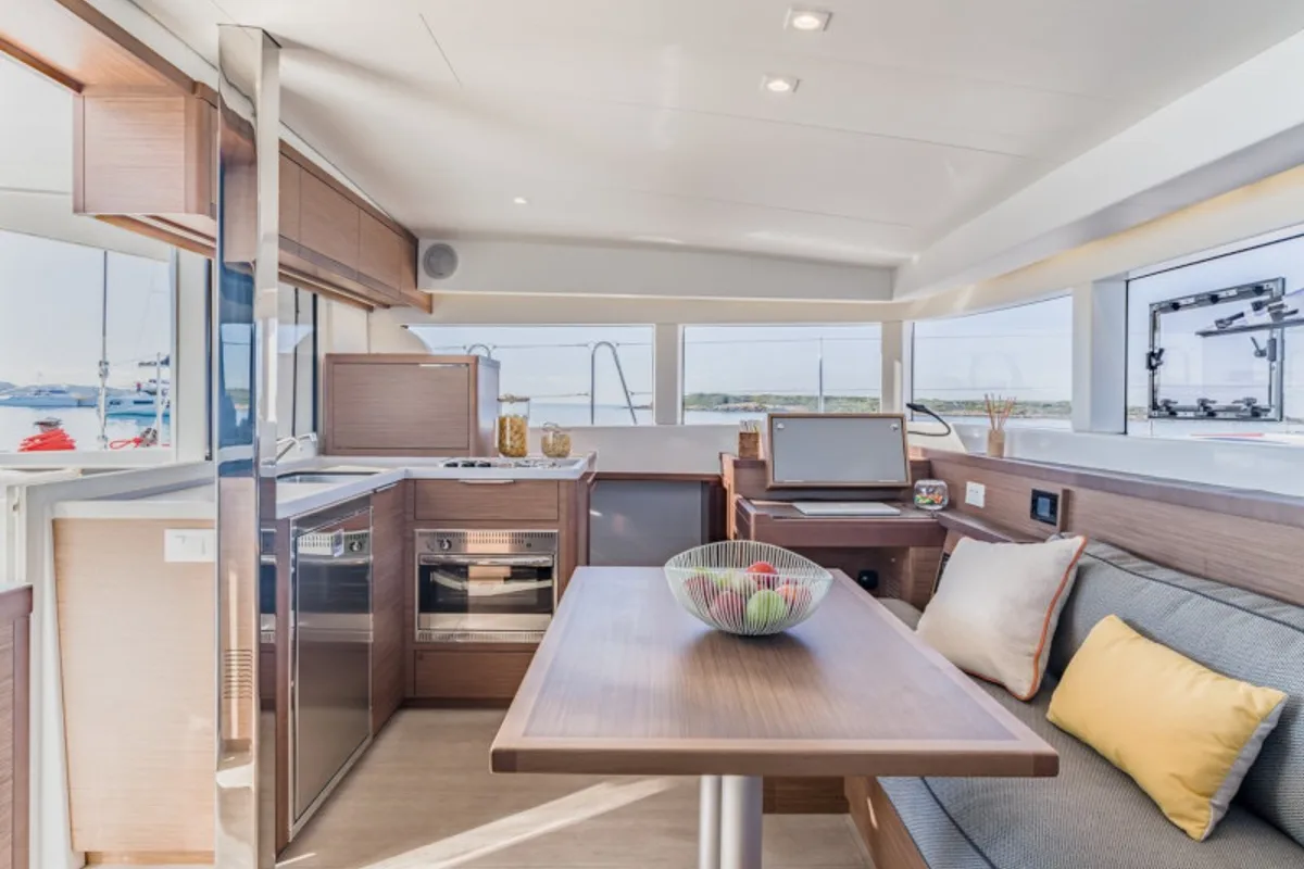 Galley of Doris, a Lagoon 40 catamaran at Athens, Greece