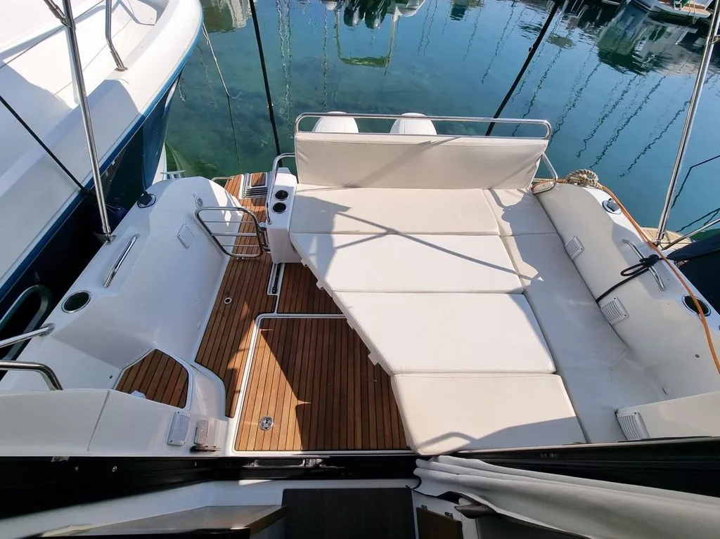 Salon of Queen Korina, a Beneteau Antares 9 OB motorboat at Zadar, Croatia