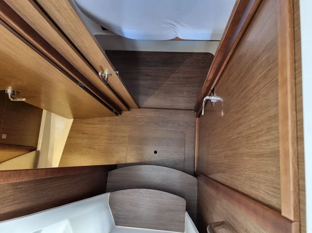 Cabin on Queen Korina, a Beneteau Antares 9 OB motorboat at Zadar, Croatia