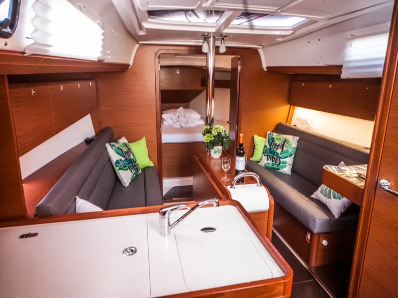 Salon of IDA (new sails 2023.), a Dufour 350 Grand Large sailboat at Primošten, Croatia