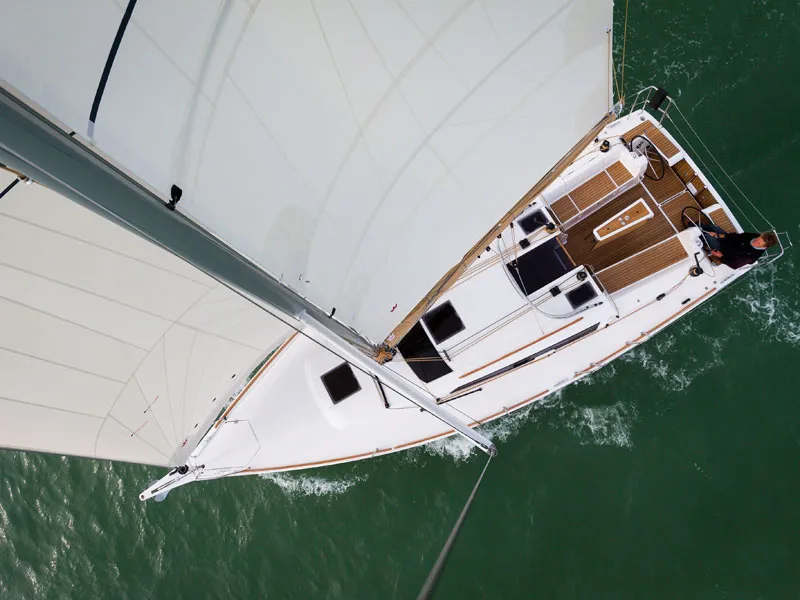 Exterior view of IDA (new sails 2023.), a Dufour 350 Grand Large sailboat at Primošten, Croatia