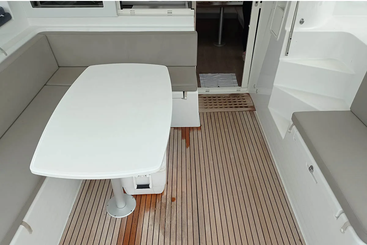Deck of Manta, a Lagoon 40 catamaran at Athens, Greece