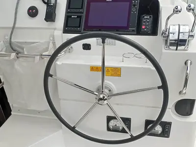 Cockpit of Manta, a Lagoon 40 catamaran at Athens, Greece