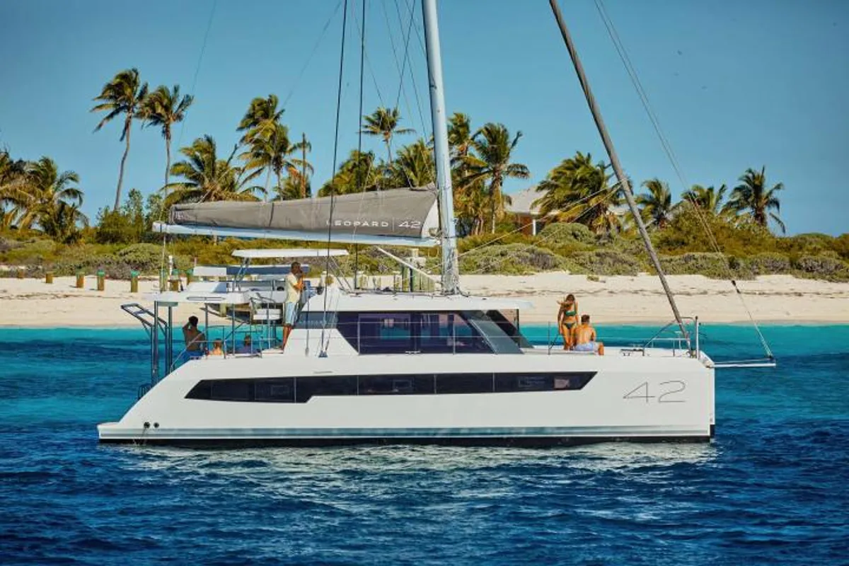 Exterior view of Alluzo, a Leopard 42 catamaran at Procida, Italy