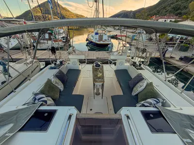 Deck of ARTEMIS, a Bavaria C45 sailboat at Municipal Unit of Ellomenos, Greece