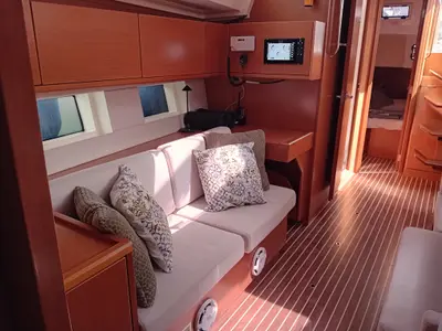 Salon of ARTEMIS, a Bavaria C45 sailboat at Municipal Unit of Ellomenos, Greece