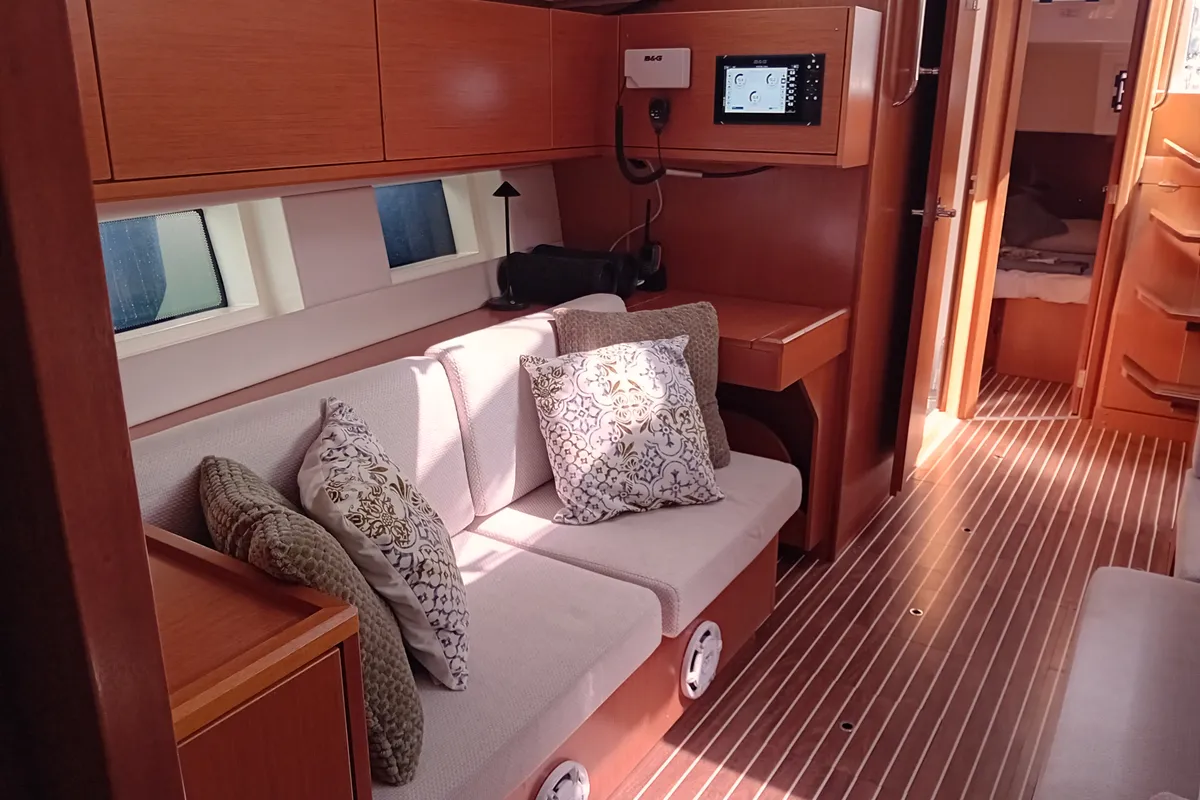 Salon of ARTEMIS, a Bavaria C45 sailboat at Municipal Unit of Ellomenos, Greece