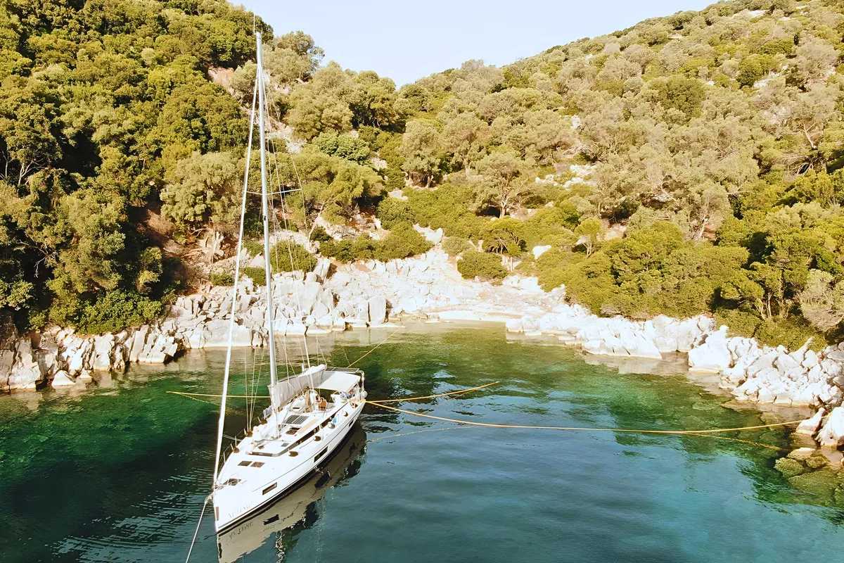 Exterior view of ARTEMIS, a Bavaria C45 sailboat at Municipal Unit of Ellomenos, Greece