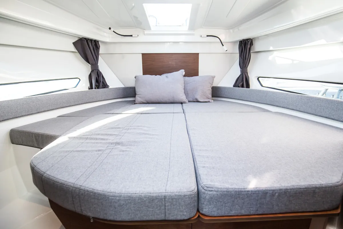 Cabin on MiniOne, a Beneteau Antares 9 motorboat at Grad Pula, Croatia