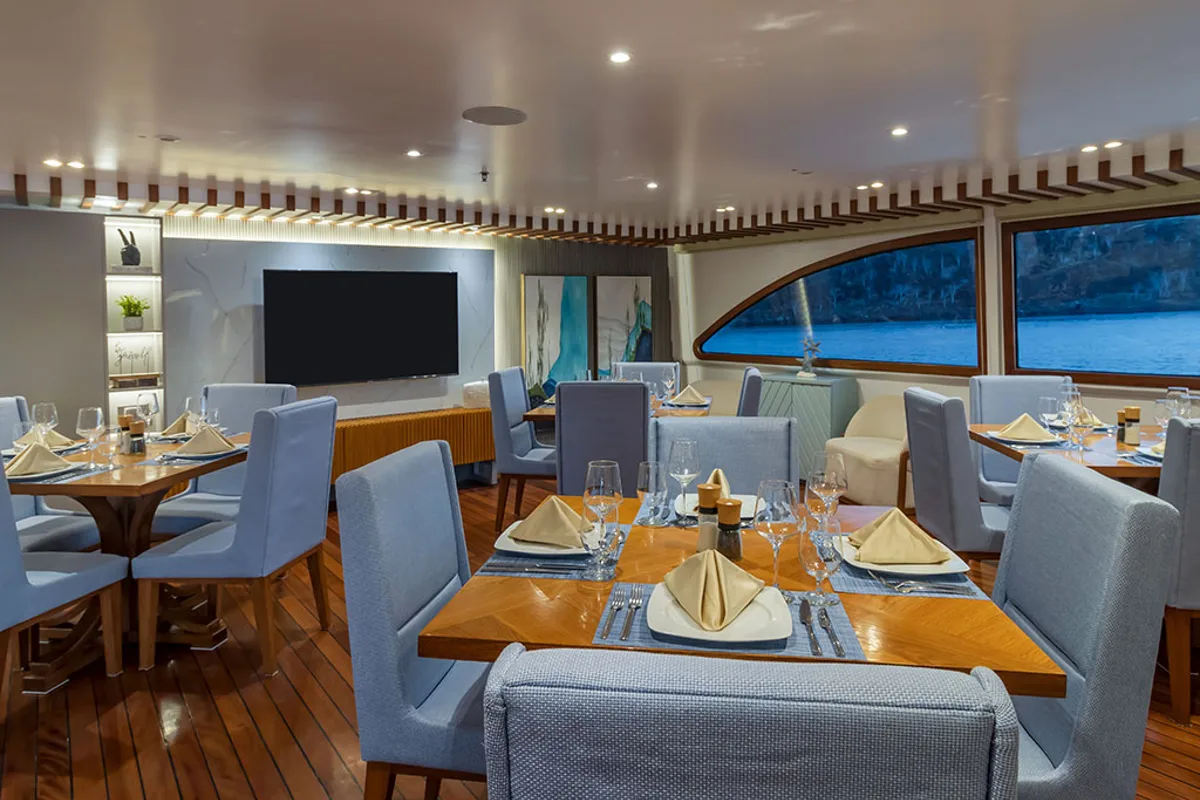 Salon of Ocean Spray - Cabin 7, a Gulet Power Catamaran catamaran at Parroquia Puerto Baquerizo Moreno, Ecuador
