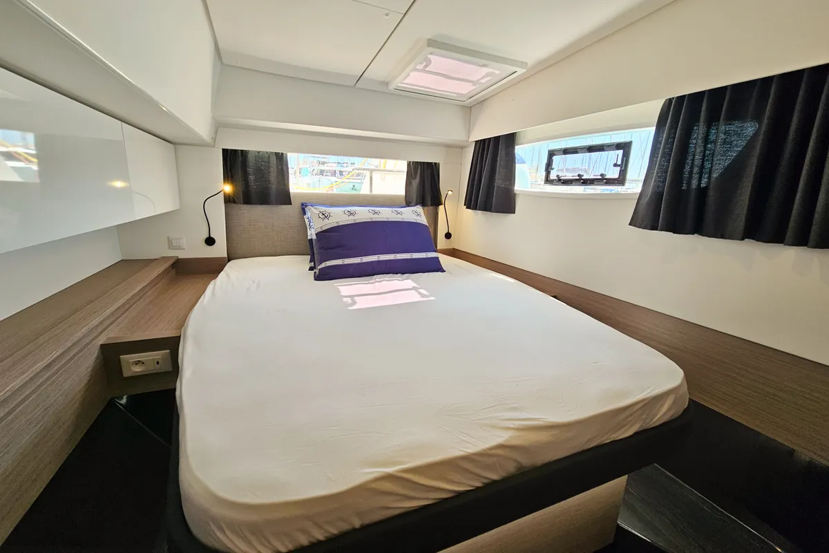Cabin on Marina, a Fountaine Pajot Elba 45 catamaran at Seget Donji, Croatia