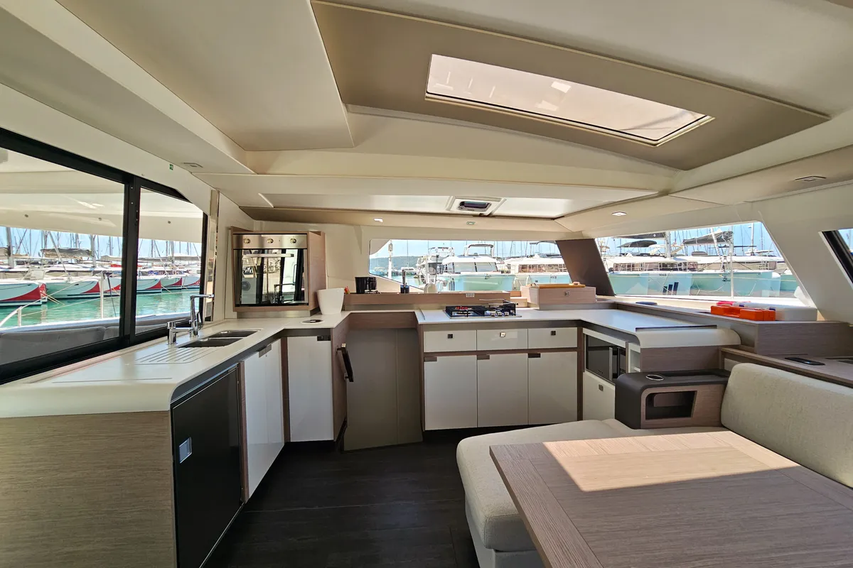 Galley of Marina, a Fountaine Pajot Elba 45 catamaran at Seget Donji, Croatia