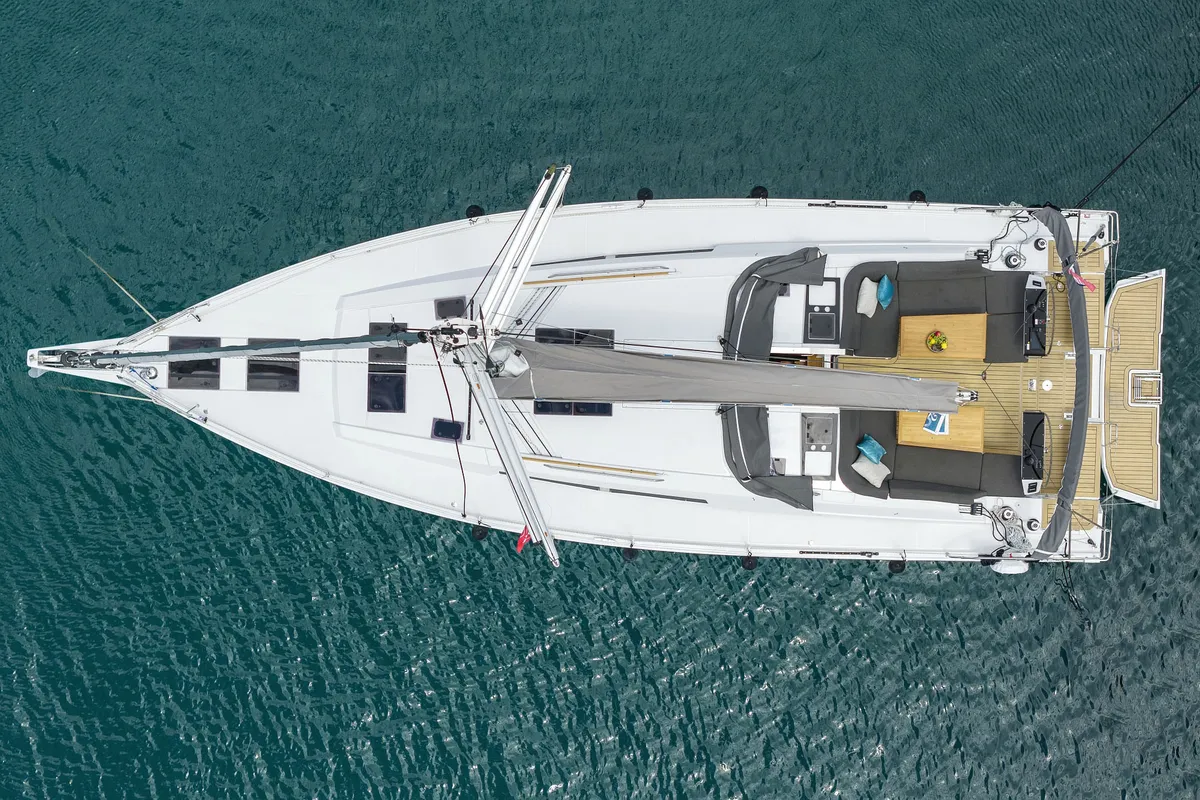 Exterior view of Balena - OW, a Hanse 460 sailboat at Grad Kaštela, Croatia