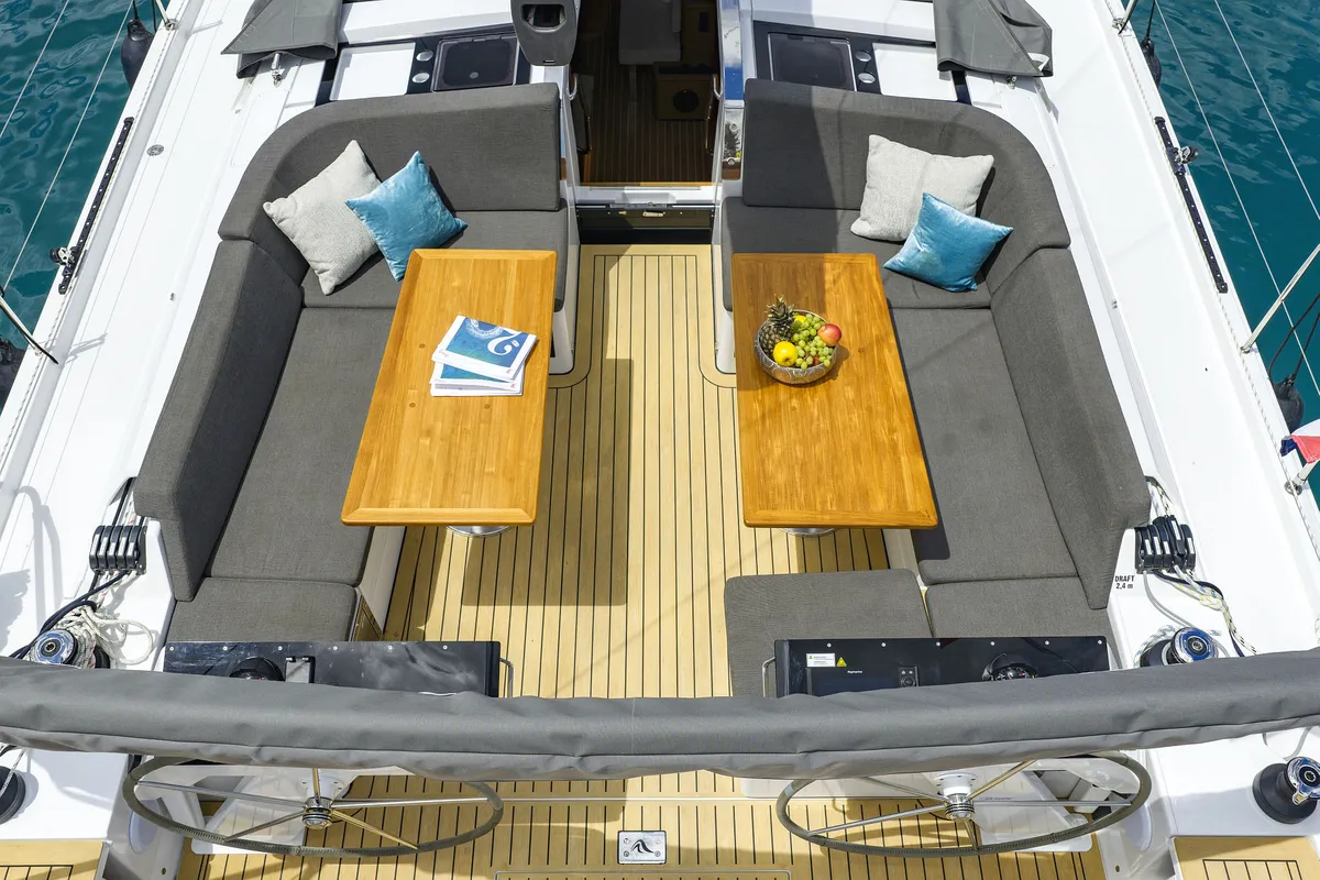 Deck of Balena - OW, a Hanse 460 sailboat at Grad Kaštela, Croatia