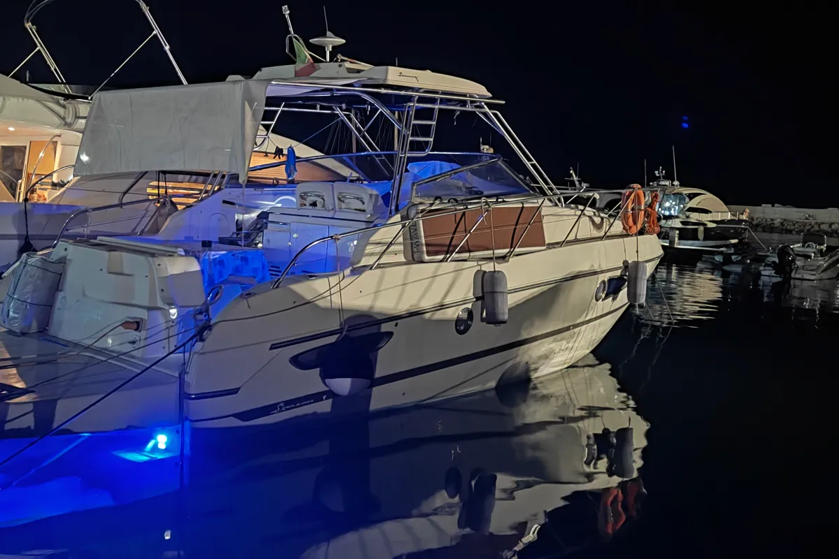 San Miguel, a Cranchi 36 Pelican motorboat at Porto Empedocle, Italy