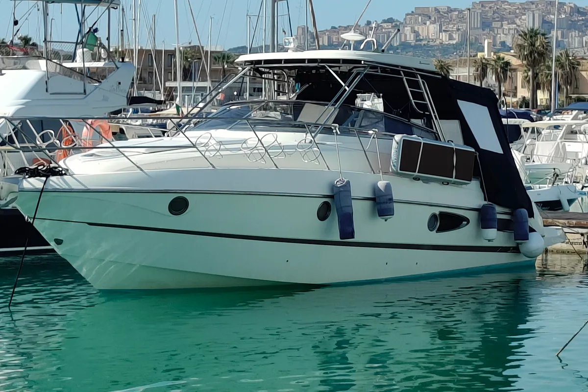 San Miguel, a Cranchi 36 Pelican motorboat at Porto Empedocle, Italy