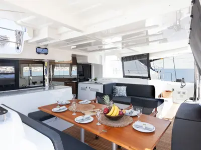 Deck of Zen, a Lagoon 46 catamaran at Athens, Greece