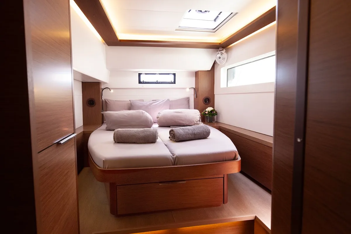 Cabin on Zen, a Lagoon 46 catamaran at Athens, Greece