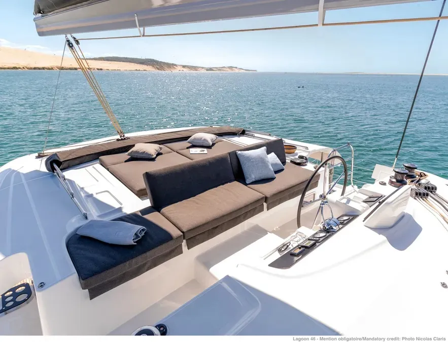 Deck of Zen, a Lagoon 46 catamaran at Athens, Greece