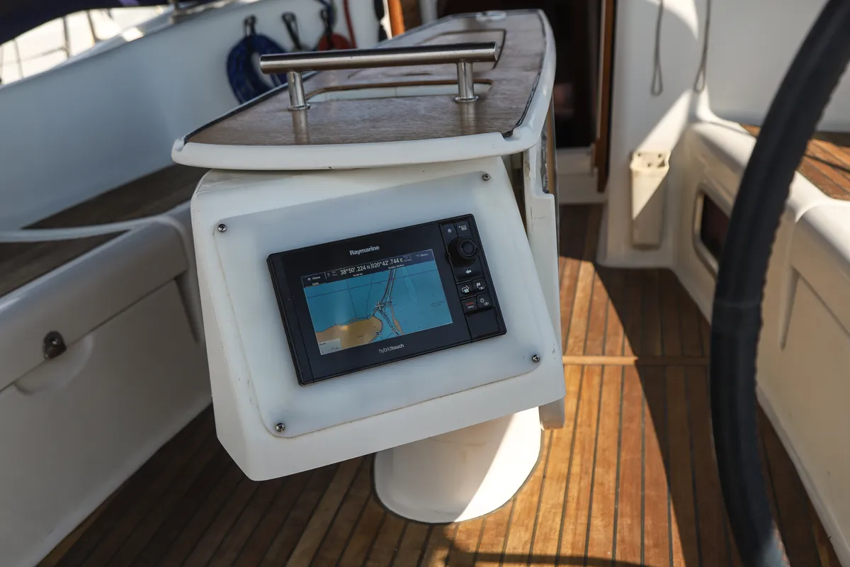 Cockpit of Mojito, a Beneteau Oceanis 43 sailboat at Municipal Unit of Lefkada, Greece