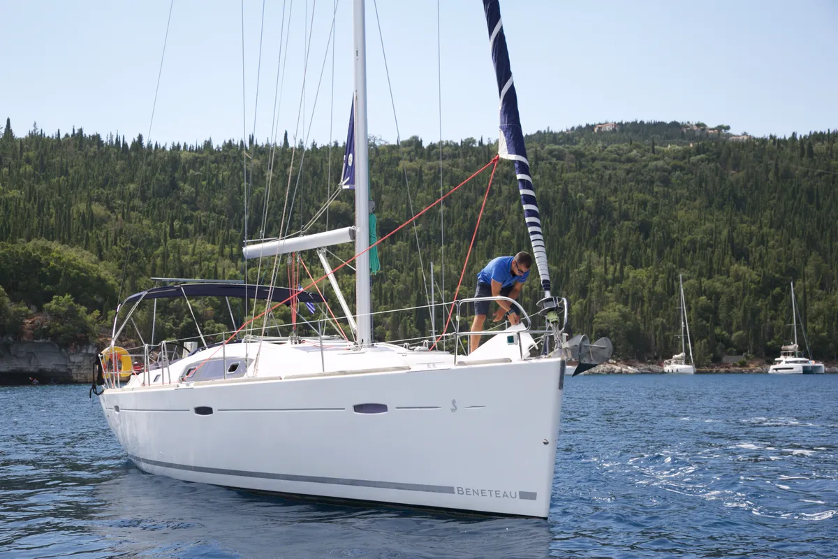 Exterior view of Mojito, a Beneteau Oceanis 43 sailboat at Municipal Unit of Lefkada, Greece