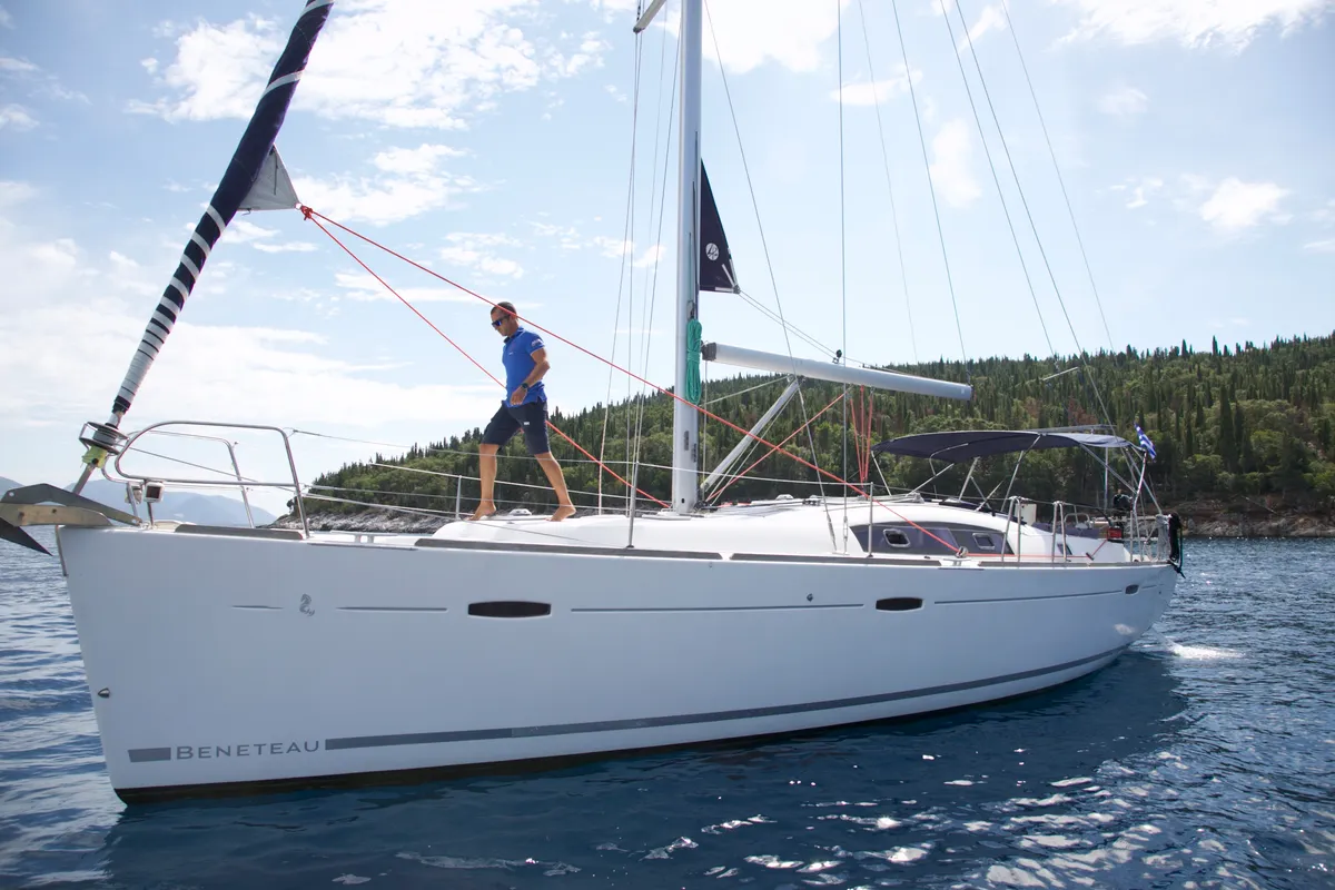 Exterior view of Mojito, a Beneteau Oceanis 43 sailboat at Municipal Unit of Lefkada, Greece