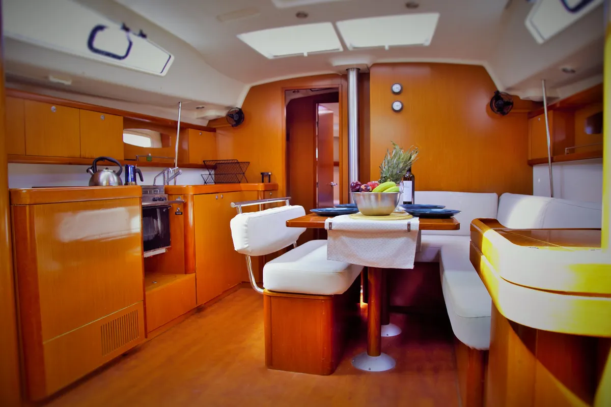 Salon of Mojito, a Beneteau Oceanis 43 sailboat at Municipal Unit of Lefkada, Greece