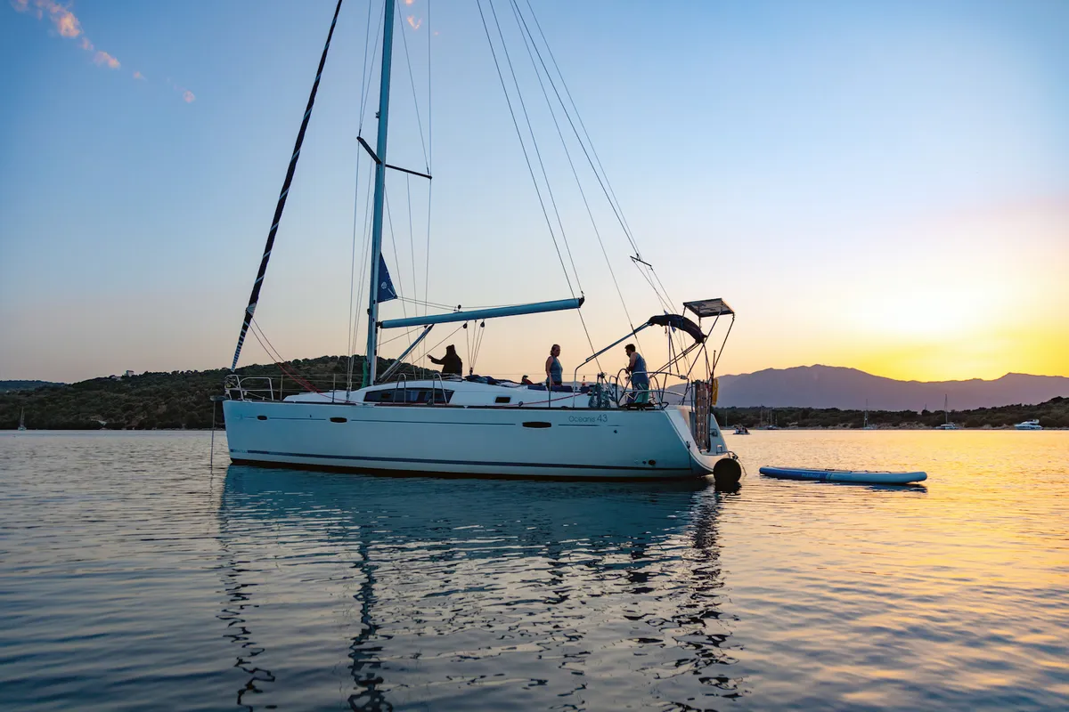 Exterior view of Mojito, a Beneteau Oceanis 43 sailboat at Municipal Unit of Lefkada, Greece