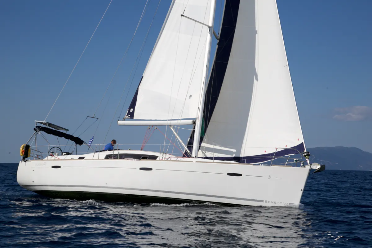 Exterior view of Mojito, a Beneteau Oceanis 43 sailboat at Municipal Unit of Lefkada, Greece