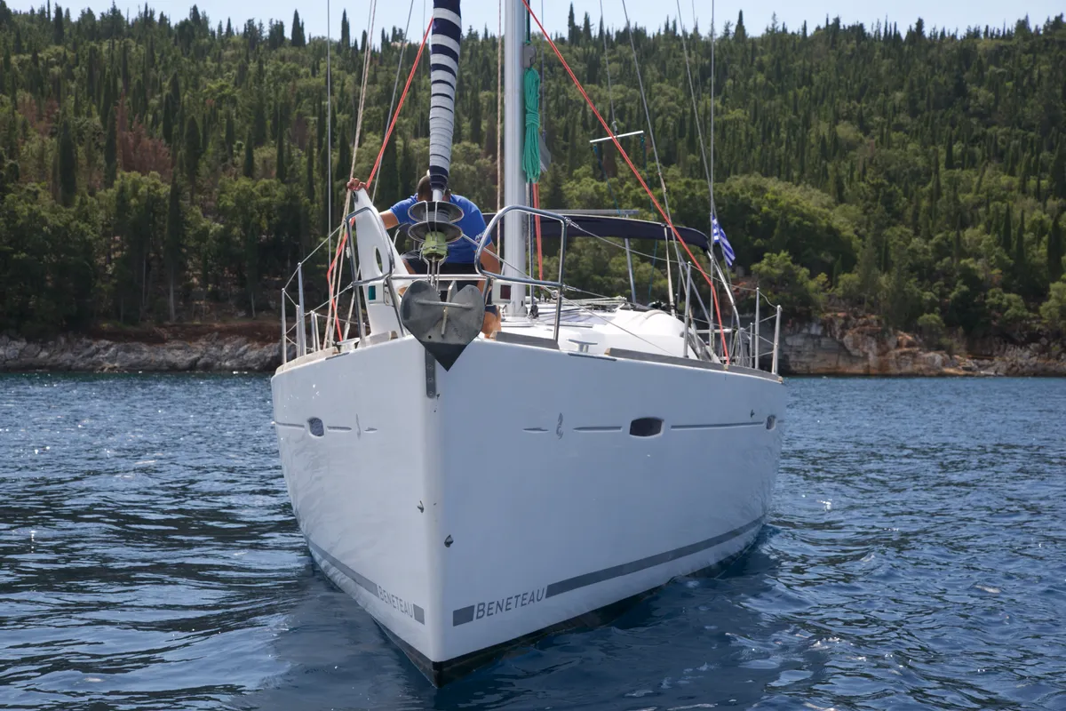 Exterior view of Mojito, a Beneteau Oceanis 43 sailboat at Municipal Unit of Lefkada, Greece