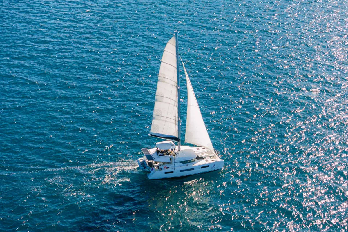Exterior view of Echo, a Lagoon 50 catamaran at Road Town, British Virgin Islands