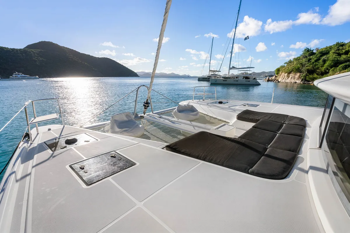 Deck of Echo, a Lagoon 50 catamaran at Road Town, British Virgin Islands