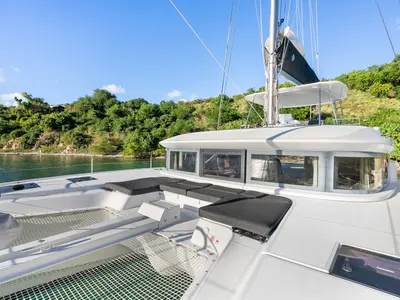 Deck of Echo, a Lagoon 50 catamaran at Road Town, British Virgin Islands