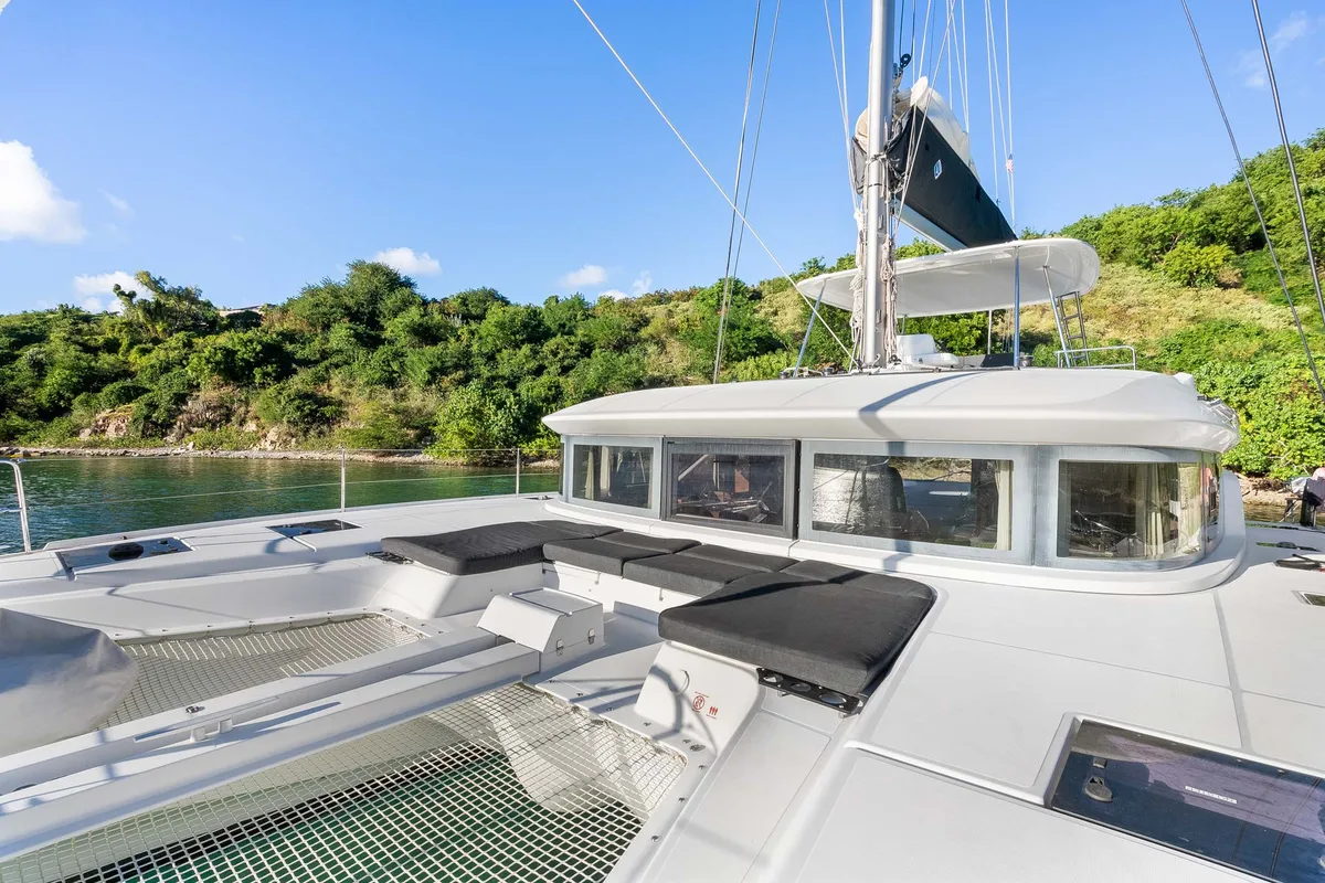 Deck of Echo, a Lagoon 50 catamaran at Road Town, British Virgin Islands
