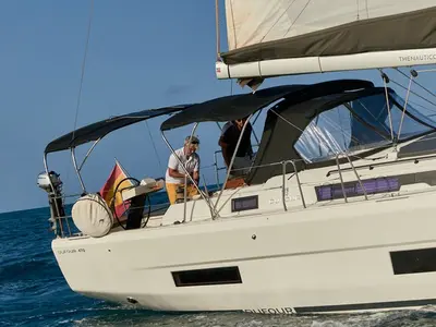 Deck of Kaito, a Dufour 470 sailboat at Dénia, Spain