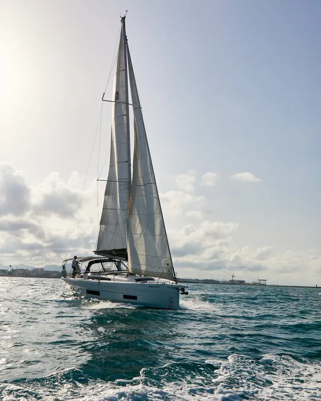 Exterior view of Kaito, a Dufour 470 sailboat at Dénia, Spain