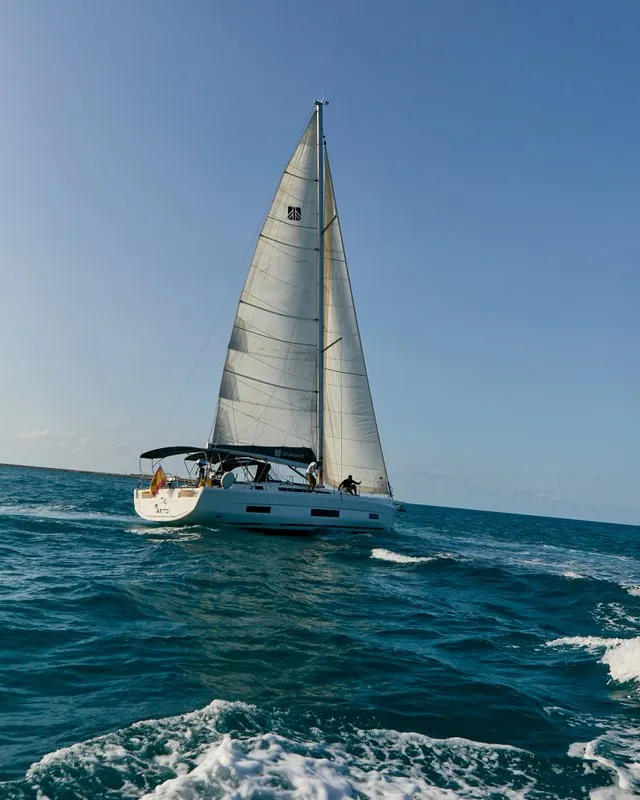 Exterior view of Kaito, a Dufour 470 sailboat at Dénia, Spain