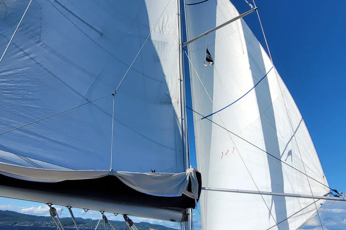 Exterior view of Serenade, a Beneteau Oceanis 37 sailboat at Bergen, Norway