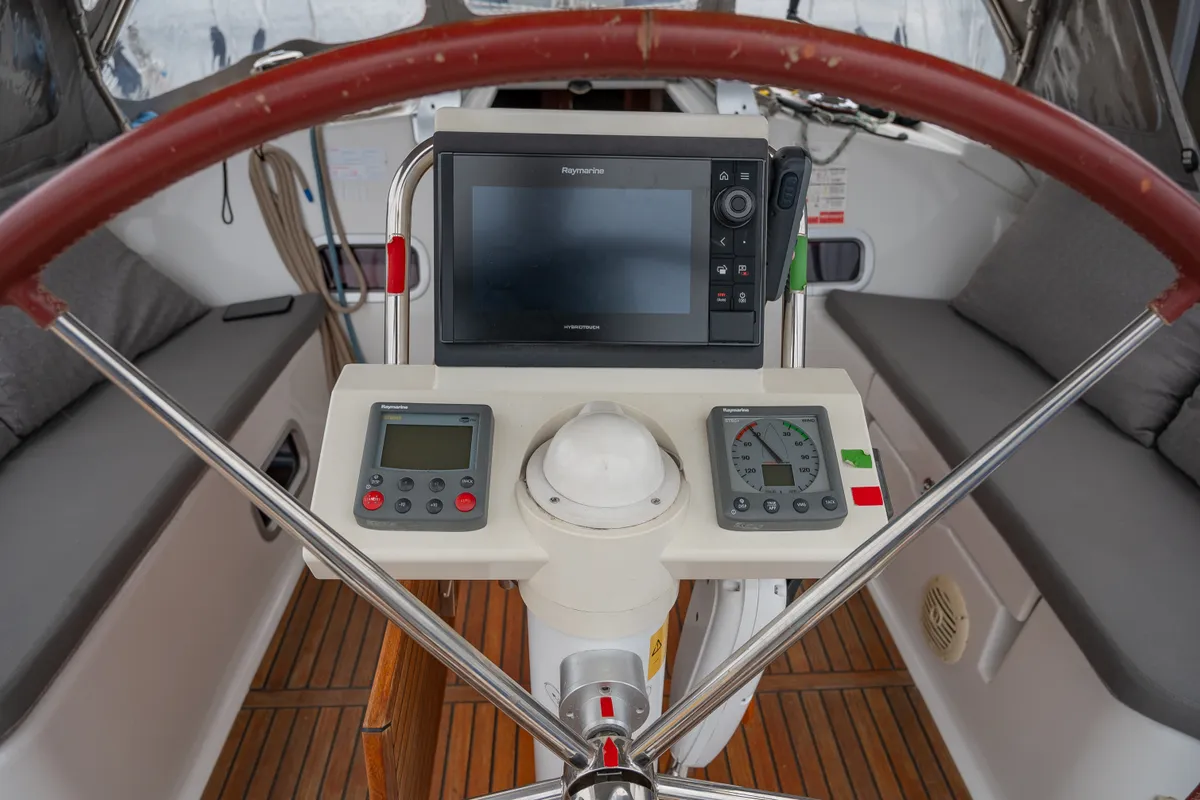 Cockpit of Serenade, a Beneteau Oceanis 37 sailboat at Bergen, Norway