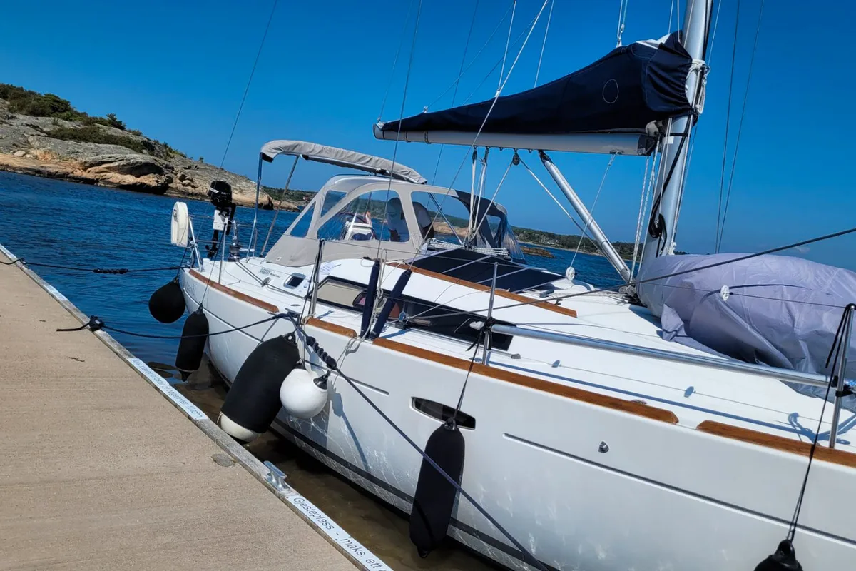 Exterior view of Serenade, a Beneteau Oceanis 37 sailboat at Bergen, Norway