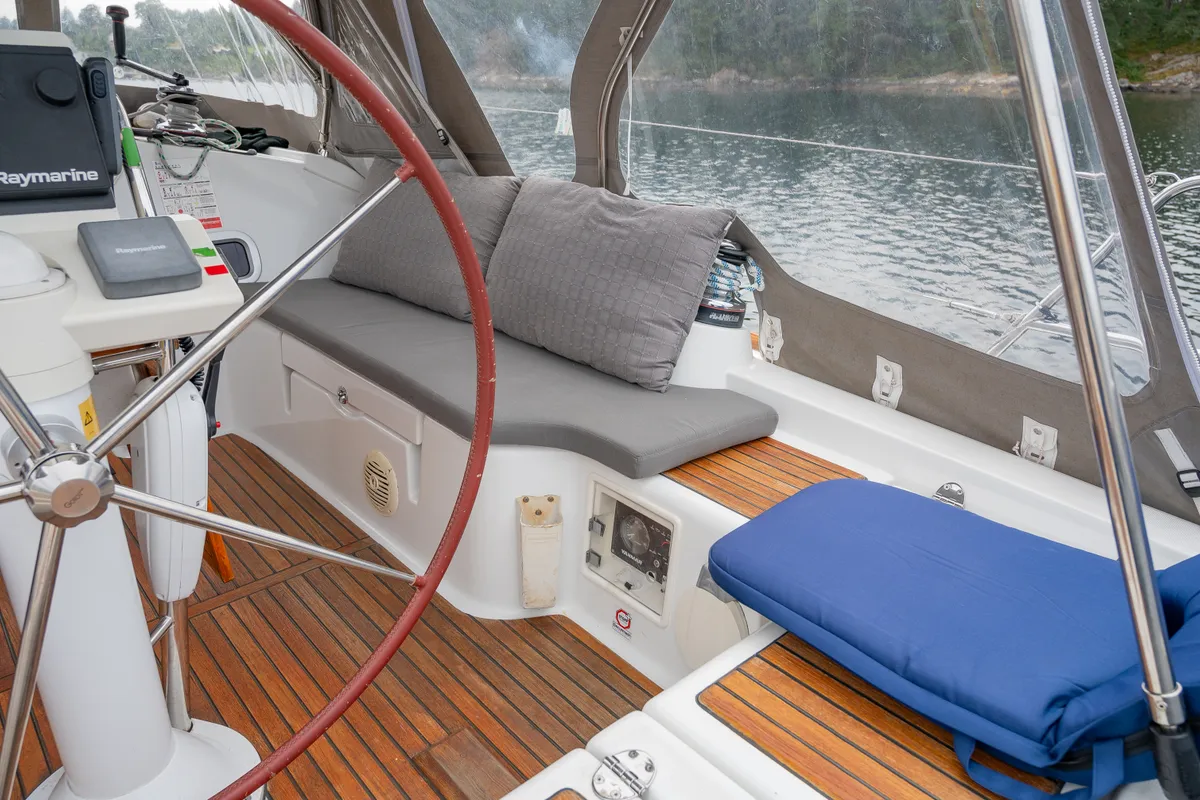 Deck of Serenade, a Beneteau Oceanis 37 sailboat at Bergen, Norway