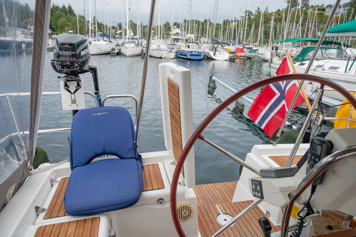 Deck of Serenade, a Beneteau Oceanis 37 sailboat at Bergen, Norway