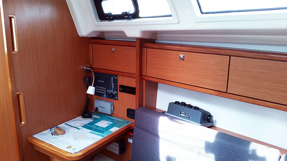Cabin on Callisto, a Bavaria Cruiser 33 sailboat at Llucmajor, Spain