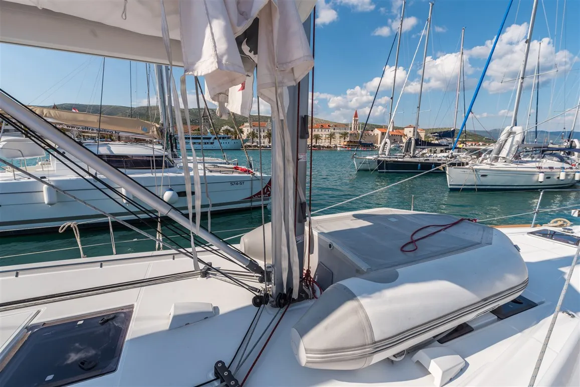 Deck of Zoa, a Beneteau Oceanis 45 sailboat at Split, Croatia