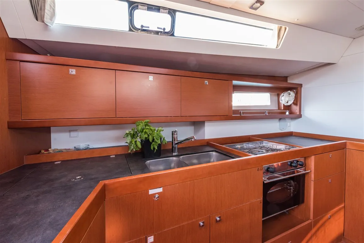 Galley of Zoa, a Beneteau Oceanis 45 sailboat at Split, Croatia