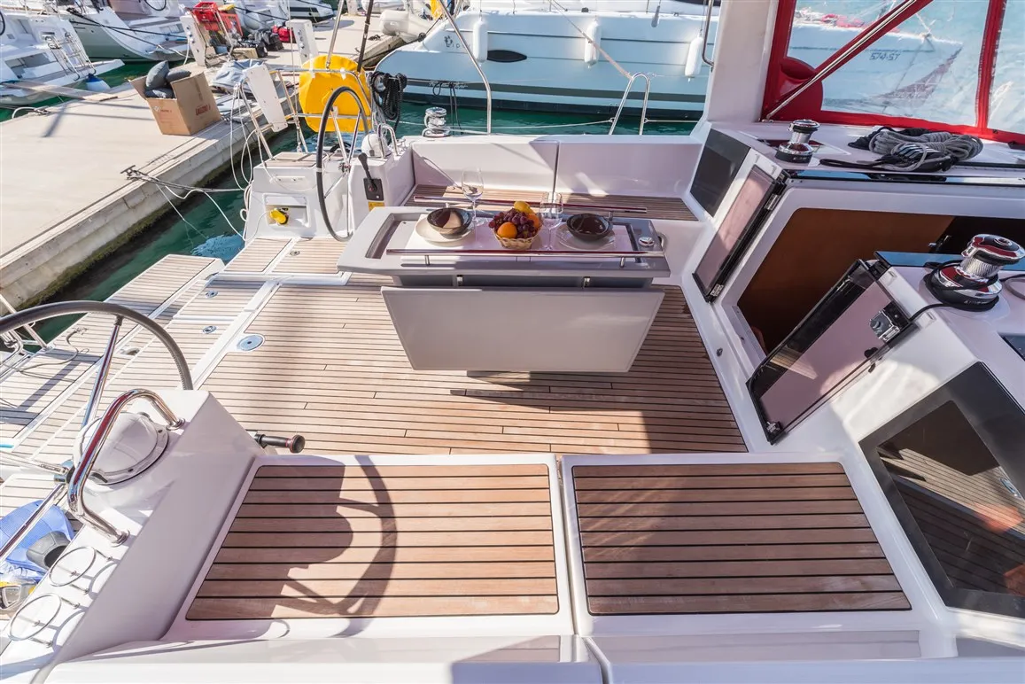 Cockpit of Zoa, a Beneteau Oceanis 45 sailboat at Split, Croatia
