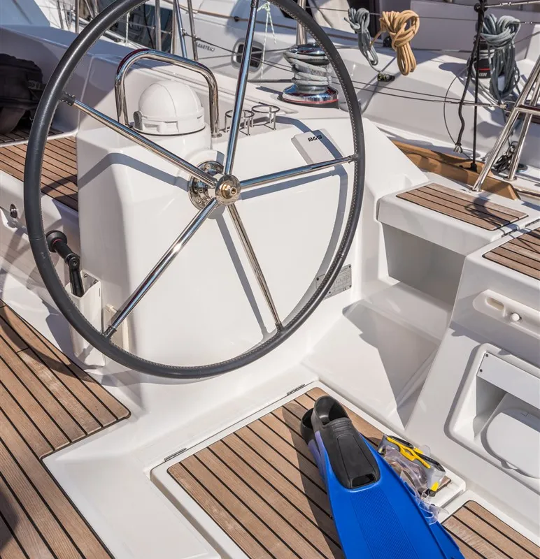Cockpit of Zoa, a Beneteau Oceanis 45 sailboat at Split, Croatia