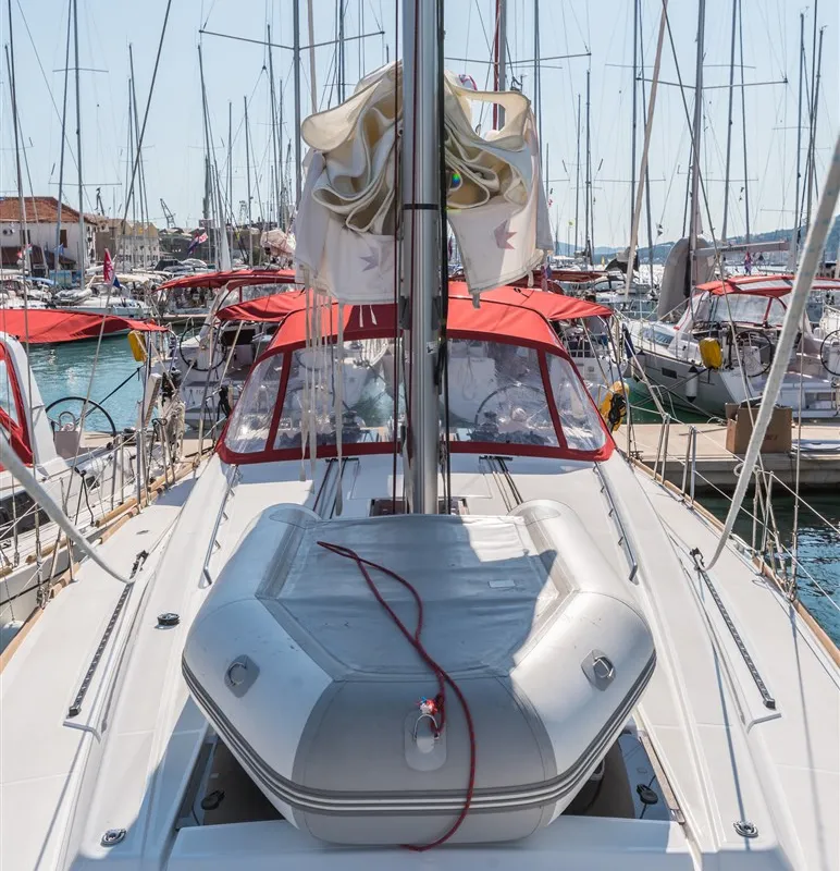 Exterior view of Zoa, a Beneteau Oceanis 45 sailboat at Split, Croatia