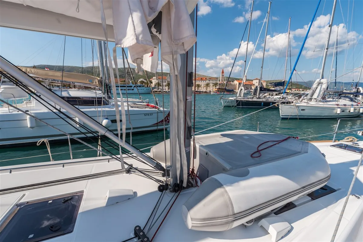 Exterior view of Zoa, a Beneteau Oceanis 45 sailboat at Split, Croatia