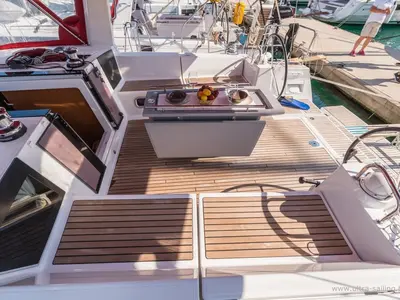 Deck of Zoa, a Beneteau Oceanis 45 sailboat at Split, Croatia